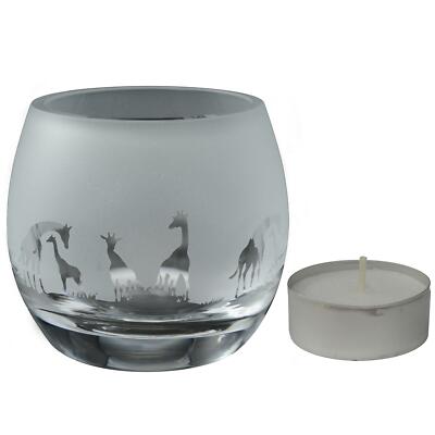 Milford Animo Glas klein Kristallglas Teelicht Kerzenhalter Giraffe Fries
