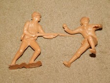 Louis Marx Company Vintage BROWN Army Man 6" Toy Soldier LOT 2 JAPANESE SOLDIER