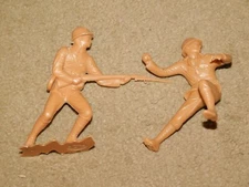 Louis Marx Company Vintage BROWN Army Man 6" Toy Soldier LOT 2 JAPANESE SOLDIER