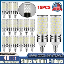 15*E12 White LED Corn Bulbs 6500K Candelabra Ceiling Fan Light Bulb Daylight 16W