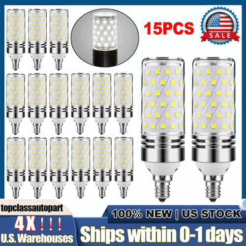 15*E12 White LED Corn Bulbs 6500K Candelabra Ceiling Fan Light Bulb Daylight 16W - Picture 1 of 17