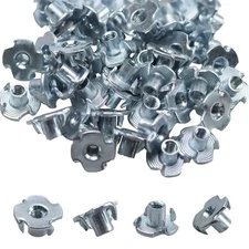 60Pcs M5 X 8mm T Nut 4 Prong Tee Blind Nuts Zinc-Plated Carbon Steel Threaded...