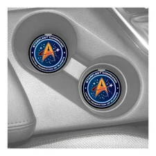 STAR TREK STARFLEET COMMAND DESIGN CUSTOM MADE RUBBER CAR COASTERS SET (2)