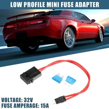 32V Mini Fuse Adapter Tap Fuse Kit with 2pcs 15A Blade Style Fuses for Cars