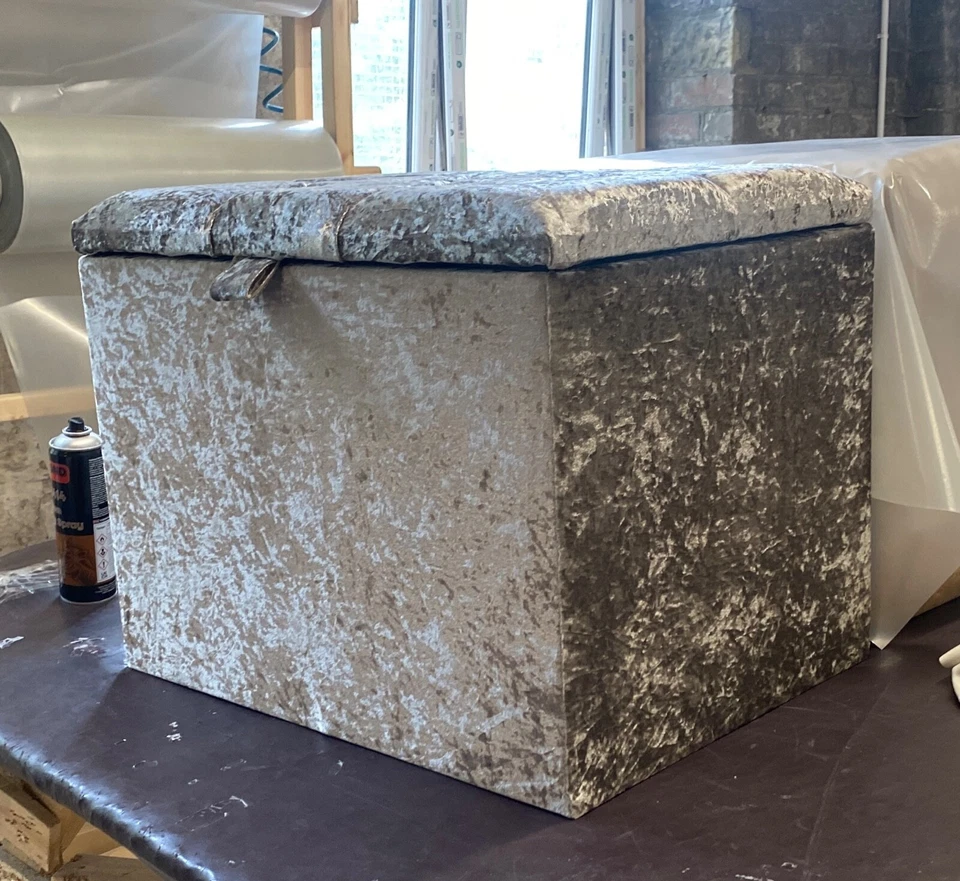 Mini Ottoman Storage Box/ Blanket Box, Toy Box in different fabric & Colors.. - Image 3 of 4