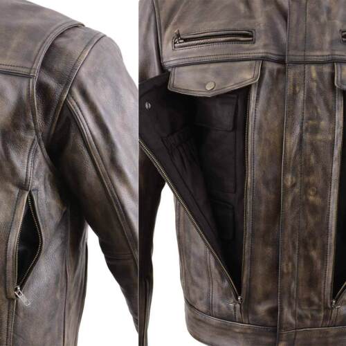 Milwaukee Leather MLM1508 Men's Distressed Brown Leather Motorcycle Jacket - Picture 6 of 18