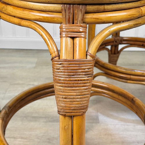 Vintage Coastal Rattan & Wicker Swivel Tiki Bar Stools - A Pair - Picture 11 of 12