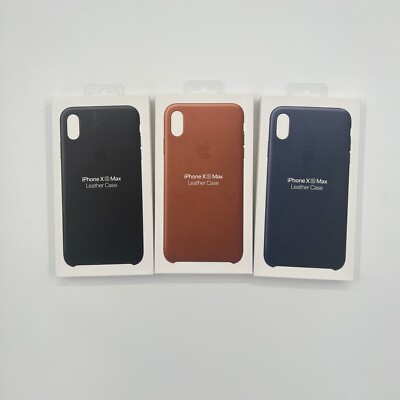 Genuine iPhone XS Max Leather Case - Black Saddle Brown Midnight Blue Open Box