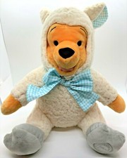 Authentic Disney Store WINNIE The POOH LAMB Easter Blue Gingham Plush 11" Tall