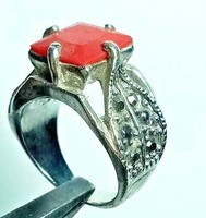 EXTREMELY ROMAN SILVER RING WITH RED STONE LEGIONARY ARTIFACT AUTHENTIC