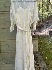 Vintage 70s Floral Sheer Maxi Floral Dress With Slip Underlayment Light Airy S