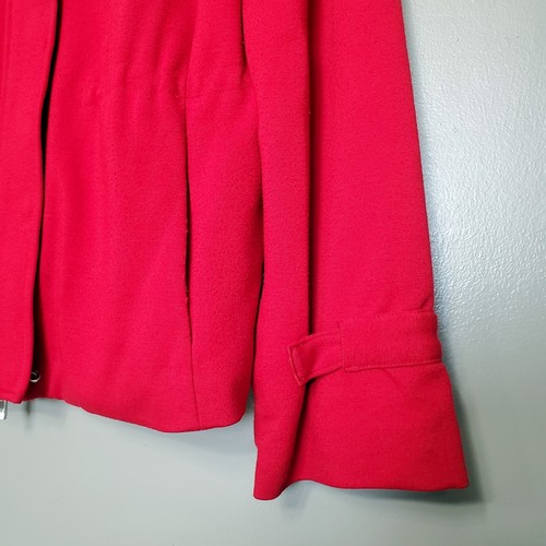 Anne Klein Red Jacket Petite's Size Large Cinch Waist Zip Snap Button Holiday - Picture 5 of 9