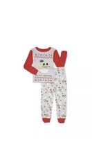 Star Wars Toddler Girls Yoda Christmas Red  Gray 2- Piece Long Sleeve Pajamas