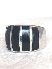 Vintage Sterling Silver Onyx Band Ring Size 6.25 9.2g