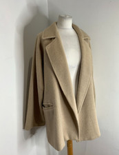 Max Mara Open Front Coat 10 12 Vgc Wool Blend Oversize Biscuit Beige Classic