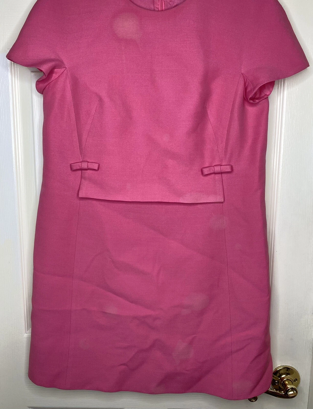 Abito classico donna VALENTINO ITALIA rosa S s lana seta crepe fiocco tg 6