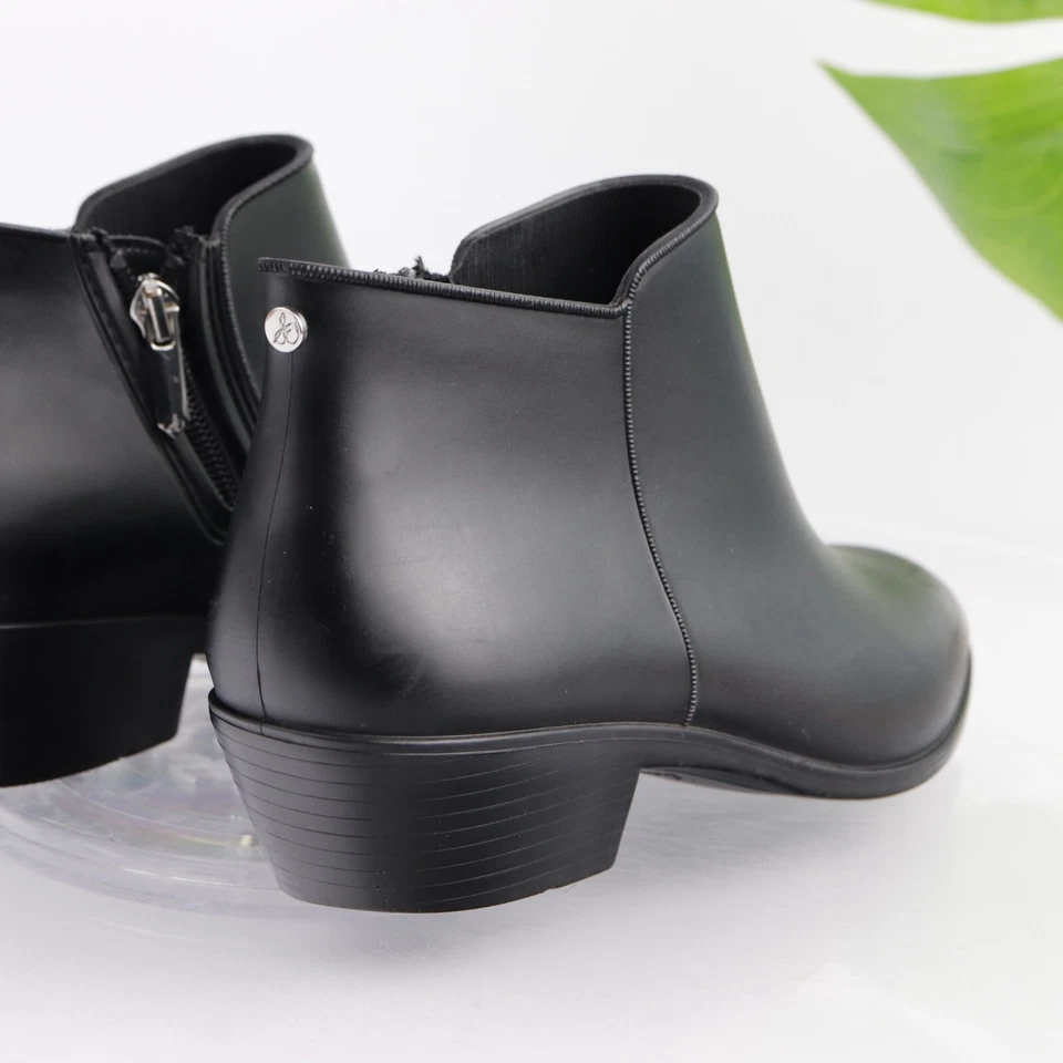 Sam Edelman Womens Petty Rain Boot Size 8 Black Rubber Zip Bootie Block Heel - Image 4 of 4