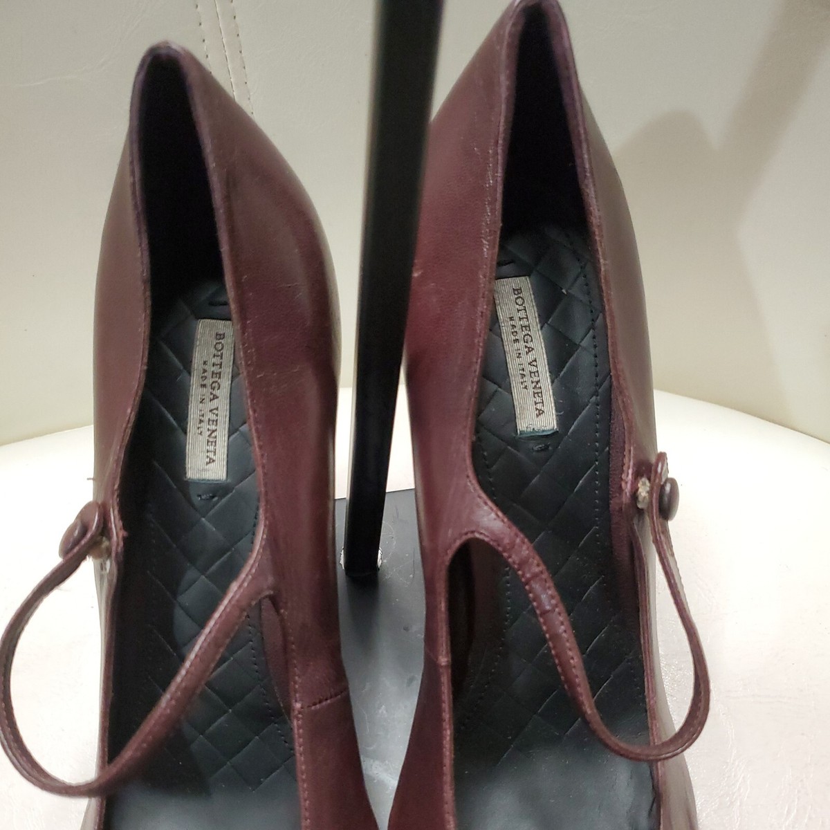Preowned Womens Bottega Veneta Burgundy Leather Heels Shoes