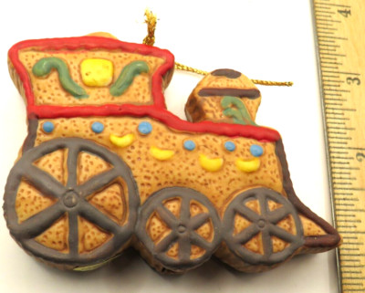 Vintage Christmas Ornament-Gingerbread style Train Ornament - Plaster/Ceramic
