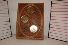 Deer Creek  Ramsey weather station oak framed signed hummingbird on flowers