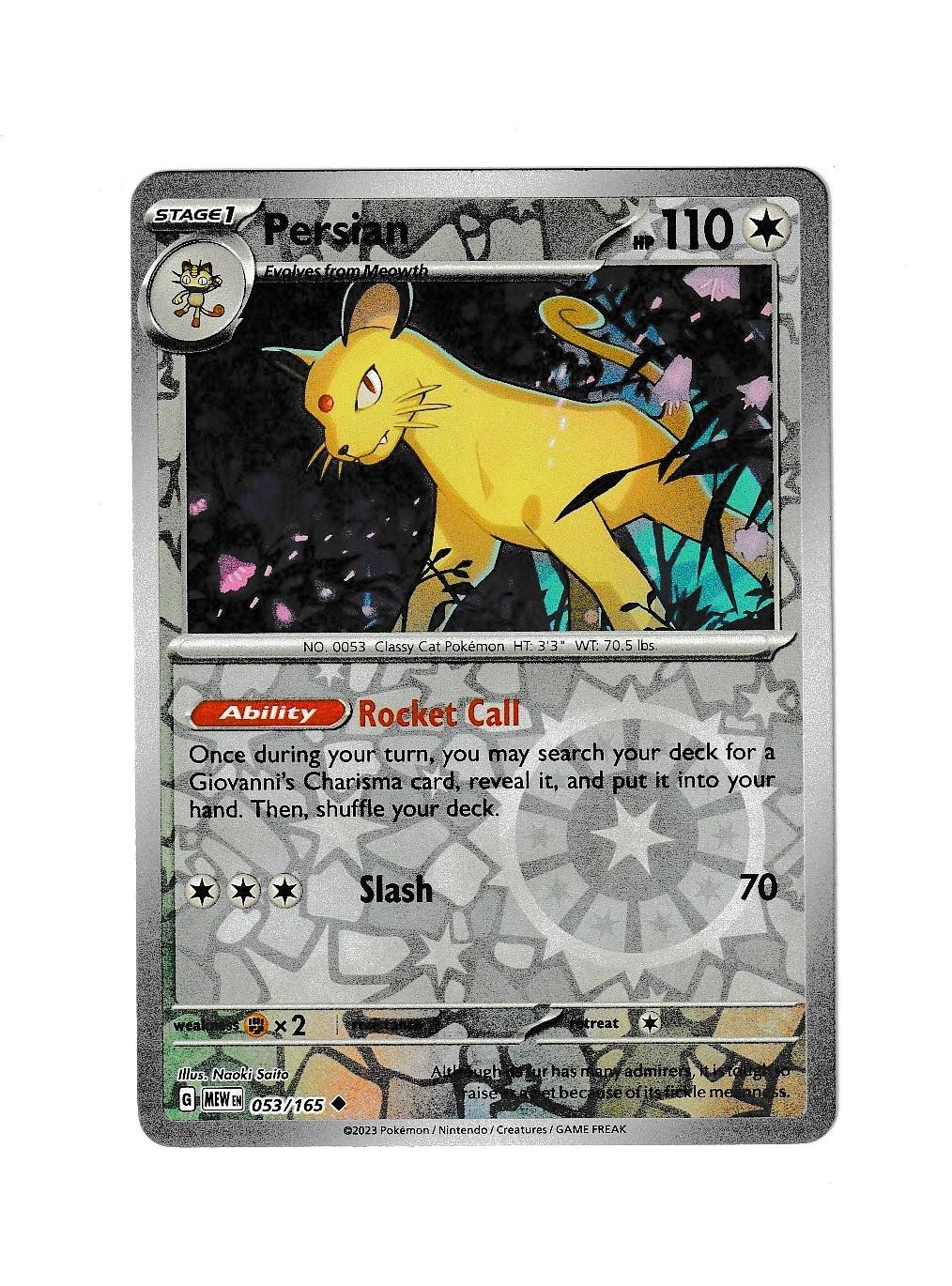 PERSIAN 053/165 REVERSE HOLO UC 151 NM POKEMON