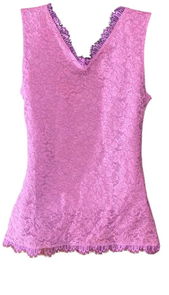 New York And Company Sz S Womens Pink Lace Babydoll Fairycore Coquette Tank Top - Image 2 of 4