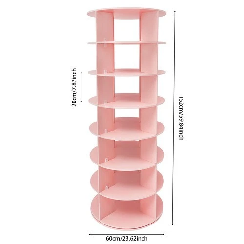 7-tier Spinning Shoe Rack, Center Hollow 360° Revolving Shoe Storage Organizer - Image 3 of 4