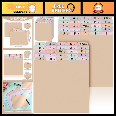 75 Pcs Alphabet File Dividers A-Z, Top Tab Guides, Letter Size, Heavyweight Desk