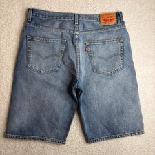 Levis 569 Loose Straight Denim Shorts Mens 36 38 Blue Y2K Baggy Jean Shorts