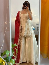 Embroidered kurta palazzo dupatta set for festive and wedding wear for women