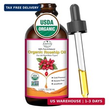 Organic Rosehip Seed Oil for Face, USDA Certified, Cold Pressed, Unrefined, 100