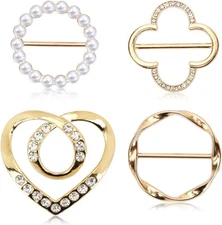 4 PCS Scarf Ring Clips Shawl Clips, Shirt Ties Clips for Women Clothing, Scarf R