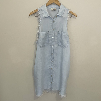 Show Me Your Mumu Womens M Linen Chambray Vicki Shirt Dress Sleeveless Button Up