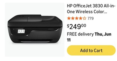 HP OfficeJet 3830 Wireless Color Inkjet All-in-One Printer Scan Copy Fax