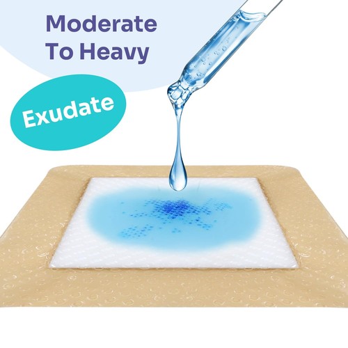 Silicone Adhesive Foam Dressings 4'' X 4'', Waterproof Bandages for Wound Car... - Picture 5 of 6
