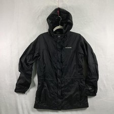 Columbia Jacket Womens Medium Black Omni-Tech Hooded Waterproof Rain Coat Parka