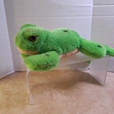 Vintage 70s Dakin Green Spotted Plush Frog 1976 Tan Belly 11"