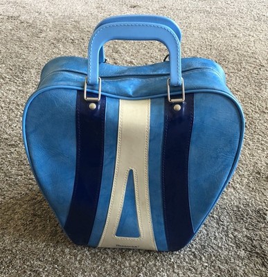 Vintage BRUNSWICK Bowling Ball Bag Blue Single Ball w/ Rack Retro Design