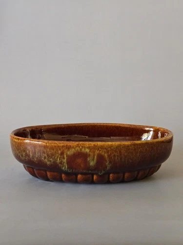 Vintage Haeger Brown Drip Glaze Oval Planter 73-USA