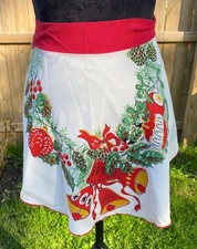 Vintage Christmas Bells/Wreath Design Waist Tie Apron
