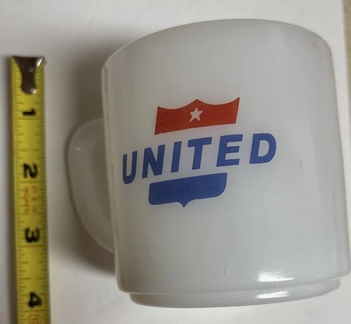 Vintage Federal United Airlines Fly the Friendly Skies Milk GlassCoffee Mug Cup
