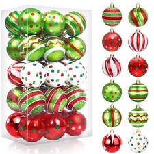 30 Pcs Christmas Ball Ornaments, 2.36 Inch Red  Green Christmas Tree Ornamen...
