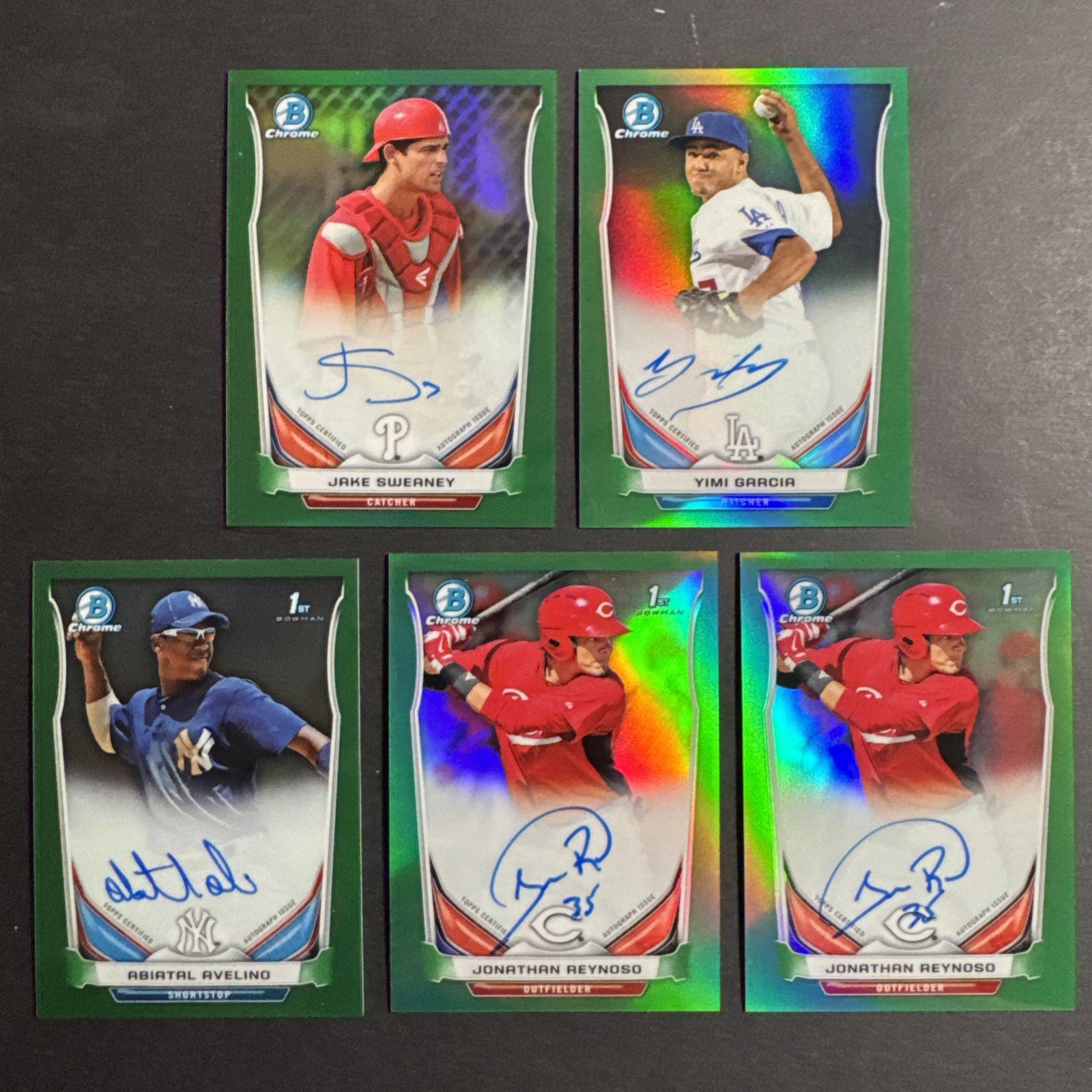 2014 Bowman Chrome -  AUTO / GREEN #75 LOT - (x5) Cards view 2