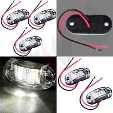5  Clearance White Oval Led Lamp 2 Diode Trailer Pickup Side Marker Light 2.5"