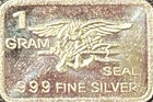 1 Gram navy Seal Insignia silver Bar .999