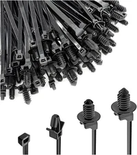 120PCS Car Push Mount Cable Zip Tie, Nylon Self Locking Cable Strap, Engine Bay