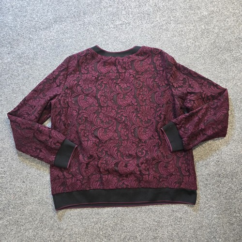 Top donna Lauren Ralph Lauren taglia large Petite rosso bordeaux foderato in pizzo casual - Foto 8 di 9