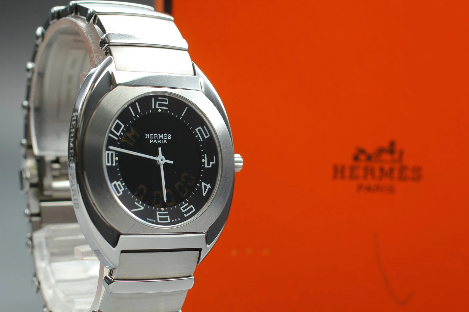 HERMÈS [N MINT] HERMES Elpas ES1.710 Orologio al Quarzo Uomo Digitale Analogico Nero dal GIAPPONE