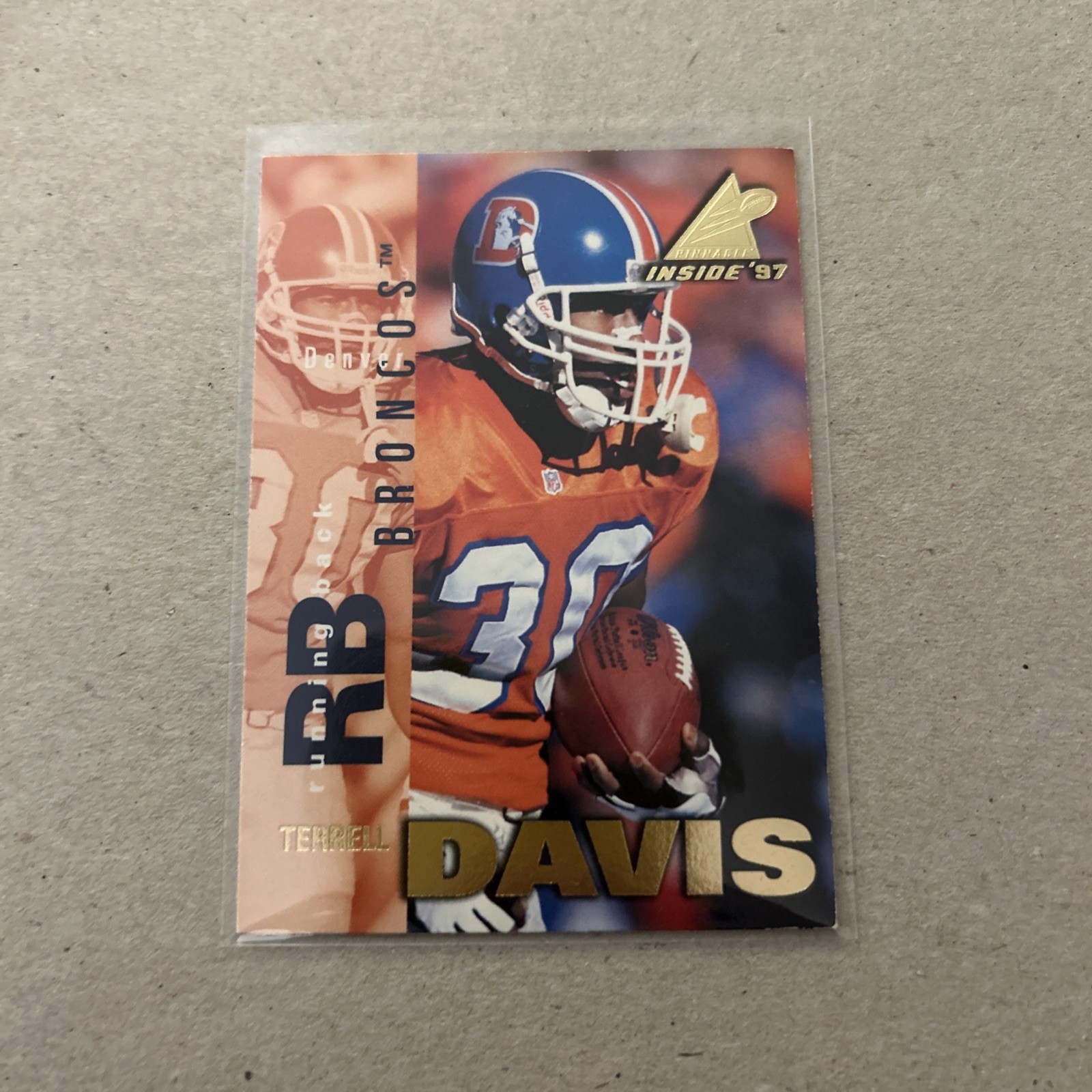 🟣1997 Pinnacle Inside Terrell Davis #15 Denver Broncos Football Vintage B Card