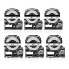 6PCS Compatible with EPSON K-Sun 209BW 209BWPX 9mm Tape Black on White Label